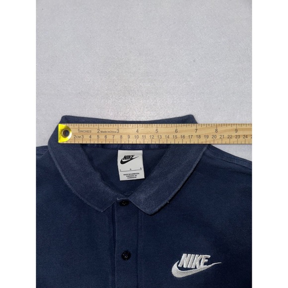 NIKE Men's L Navy Blue Polo Shirt Short Sleeve Athletic Golf USA Pullover Sports - Picture 5 of 7